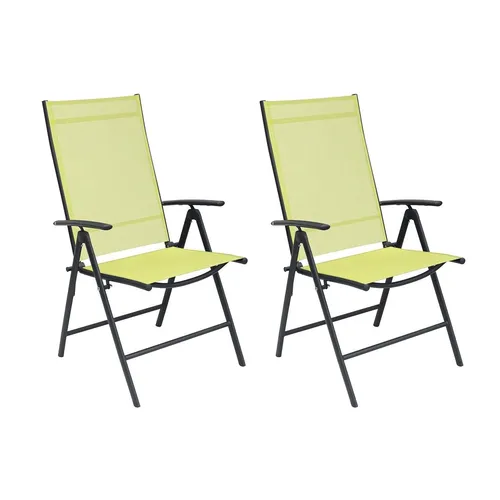 Hochlehner Klappstuhl 2er Set - Anthrazit Limegrün - Stühle für Innen- & Außenbereich, extra leicht, wetterresistent und verstellbar für optimalen Komfort.