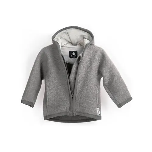 Ehrenkind® Walkjacke Grau Gr. 134/140 | Jacke für Kind aus Merino Schurwolle mit Reißverschluss | Walk Jacke für Baby