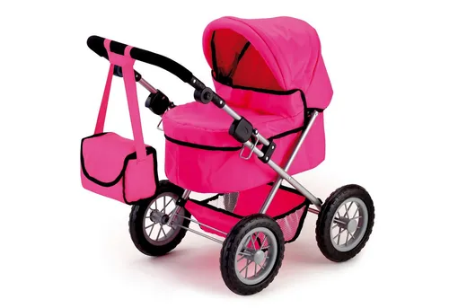 Bayer Design 13029 Puppenwagen Trendy, pink - Puppenwagen für Puppen bis 46 cm, mit verstellbarem Griff und großen Rädern für unebenes Gelände. Leicht zusammenklappbar und mit passender Tasche für praktischen Transport.