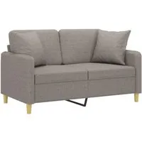 vidaXL 2-Sitzer-Sofa mit Zierkissen Taupe 120 cm - Modernes 2-Sitzer-Sofa mit langlebigem Stoff und dekorativen Zierkissen, ideal zum Entspannen und Plaudern. Robustes Metallgestell sorgt für Stabilität und Komfort.