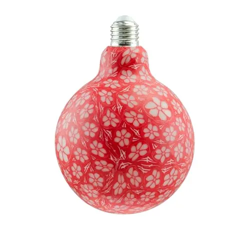 X4-LIFE LED-Porzellankugel mit E27-Fassung mit verschiedenen Mustern (Rot)