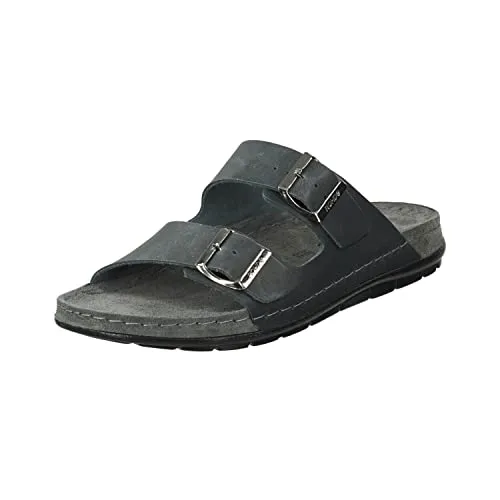 Rohde Herren Klassische Sandalen - ANTHRAZIT, 45 EU - Clogs & Pantoletten für Herren, mit Leder-Fußbett und flacher PU-Laufsohle für optimalen Komfort und Unterstützung den ganzen Tag.