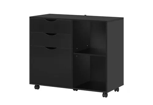 Woltu Rollcontainer mit 3 Schubladen und 5 Rollen, mobiler Aktenschrank - Praktischer Rollcontainer mit 3 Schubladen und verstellbarem Regalboden. Ideal für Büro und Homeoffice, bietet vielseitigen Stauraum und lässt sich dank 5 Lenkrollen mühelos bewegen.