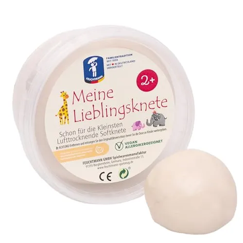 Feuchtmann MEINE LIEBLINGSKNETE Edu Edition 500g Kinderknete Weiß, glutenfreie Spielknete vegan, ungiftige Knete, Modelliermasse lufttrocknend