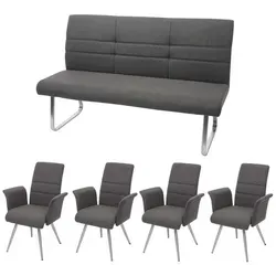 MCW Esszimmer-Set Grau, 4 Stühle und 1 Bank