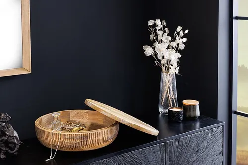 Riess-Ambiente Dekoschale PURE NATURE 40cm - Dekoschalen aus handgefertigtem Mango-Massivholz, ideal für Wohnzimmer und Schlafzimmer. Setze individuelle Akzente mit dieser eleganten runden Schmuck-Dose.