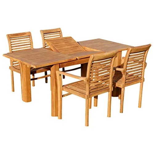 ASS Teak Set: Bigfuss Ausziehtisch mit 4 Alpen Sesseln von ASS