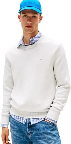 Tommy Jeans Herren Pullover Sweater Slim Fit, Grau (Lt Grey Htr), XS