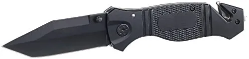 Semptec Urban Survival Technology Messer mit Gurtschneider: Scharfes Edelstahl-Klappmesser, Alu-Griff, Gurtschneider & Glasbrecher (Messer mit Glasbrecher, Survival, Selbstverteidigung)