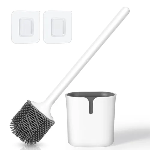 Blendura Silikon Klobürste, WC Bürste Toilettenbürste Klobürste Toilet Brush mit Klobürstenhalter Wandmontage ohne Bohren Stehend für Badezimmer