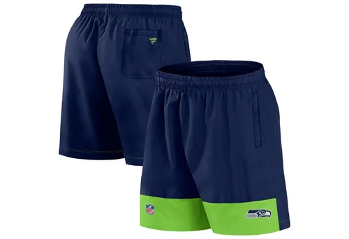 Fanatics Sporthose Seattle Seahawks Woven Shorts blau L - Stylische Shorts für Fans der Seattle Seahawks, aus 100% Nylon, Größe L. Ideal für sportliche Aktivitäten und Freizeit.