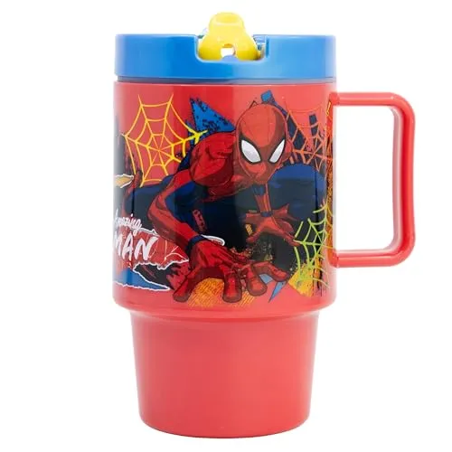 Stor Spiderman Kindertasse aus Kunststoff mit Deckel, 530 ml
