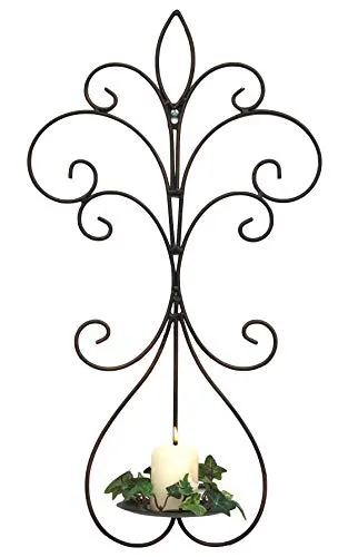 DanDiBo Wandkerzenhalter Metall Antik Schwarz 12107 Kerzenhalter Wand 58cm Schmiedeeisen Kerzenleuchter Einzel