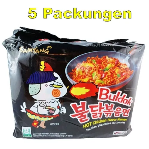 Samyang Instant Nudelgericht Huhn scharf 5er Pack (5 x 140g) Instant Nudeln