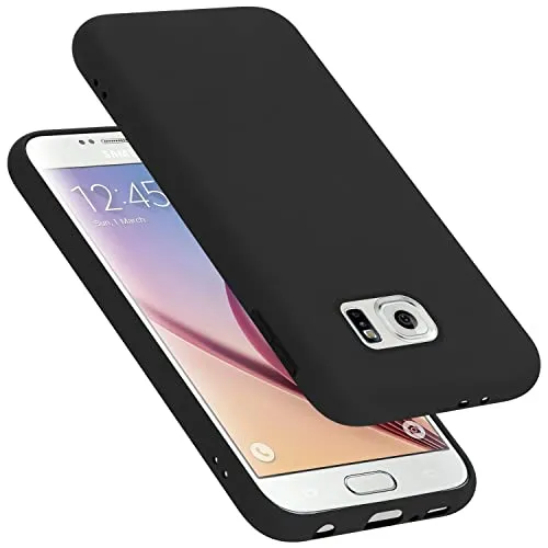Cadorabo Hülle kompatibel mit Samsung Galaxy S6 Hülle Silikon Handyhülle für Galaxy S6 Case aus flüssigem Silikon- Kratzfeste und stoßfeste dünne TPU Schutzhülle - Liquid SCHWARZ