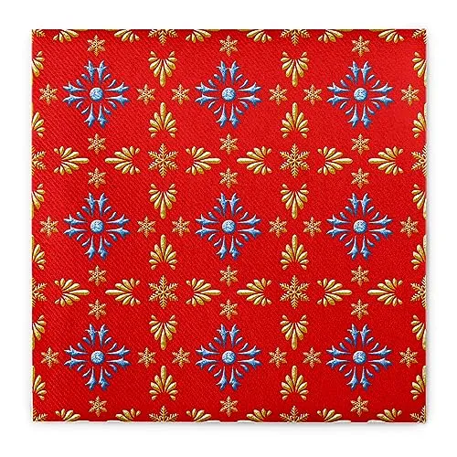 Sovie HORECA Weihnachtsserviette SCARLETT (Rot-Blau) aus Linclass® Airlaid, Stoffähnliche Serviette ideal für Weihnachtsfeiern & Adventszeit, 40x40cm, 1/4 Falz, 50 Stück