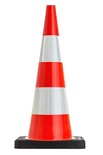 UvV-Reflex FLEX9001 Leitkegel, Warnpylone 900mm (90 cm Pylone) retro-reflektierend, schwerer hochwertige Kegel 7,5 kg, stapelbar