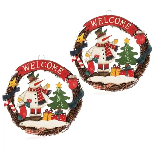 com-four® 2X Weihnachtskranz geflochten von COM-FOUR