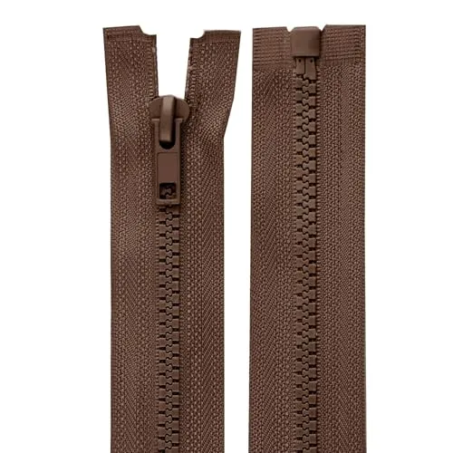 cyclingcolors 2x Reißverschlüsse Nr. 5 30 cm mit Zähnen aus Gespritztem Kunststoff Polyester Open End Mesh Puller Slider Zipper Kleidung Nähen Jacken Kurzwaren, Schokoladenbraun