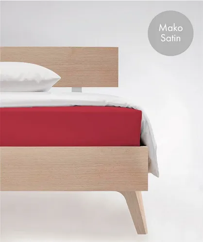 Fleuresse Colours Spannlaken, Uni-Mako-Satin, rot, 100 x 200 cm - Spannbetttuch aus 100 % Baumwolle, mercerisiert und supergekämmt, mit hochwertigem Reißverschluss, waschbar bei 60° und trocknergeeignet, schadstoffgeprüft nach Ökotex-Standard 100.