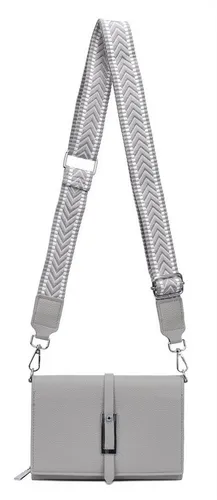 ITALYSHOP24 Schultertasche Damen CROSS OVER BODY Brusttasche Umhängetasche Clutch mit Geldbörse (kleine Gürtel-Tasche, 3 getrennte Fächer, breites Gurt, Kartenetui), Bodybag Geldtasche Muster Taschengurt, Handyfach, Leder Optik, leicht