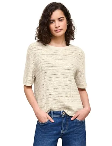 Street One Studio Damen Kurzarm Pullover mit Lochmuster - Leichter Strukturpullover mit modischem Lochmuster, perfekt für lässige Outfits und angenehmen Tragekomfort.