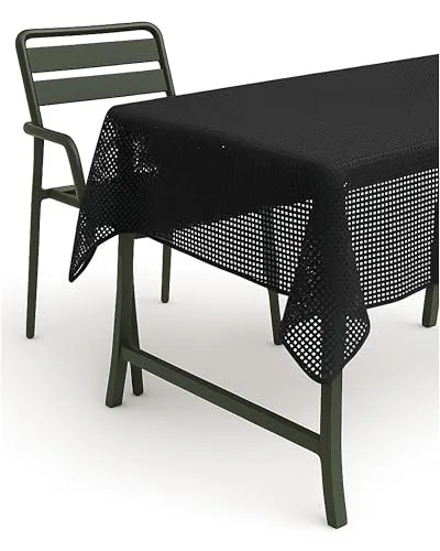 texpot Gartentischdecke 110 x 140 cm Schwarz Karo wetterfest geschäumt rutschfest