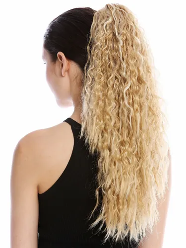 Haarteil Zopf lang voluminös lockig Krepplocken gekreppt Blond Platin Strähnen