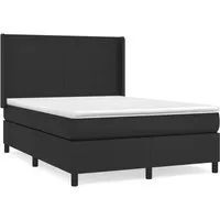 vidaXL Boxspringbett Schwarz 140x200 cm mit Matratze - Hochwertiges Boxspringbett aus langlebigem Kunstleder für maximalen Schlafkomfort. Höhenverstellbares Kopfteil und mittlere Unterstützung sorgen für erholsame Nächte.