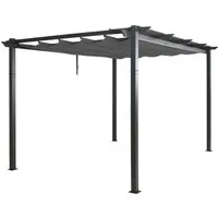 Aluminium Pergola MCW-N93 - Pavillon mit stabilem 8cm-Gestell und UV50+ Schutz, ideal für Garten und Terrasse. Das stufenlos regulierbare Schiebedach bietet Flexibilität und optimalen Wetterschutz.