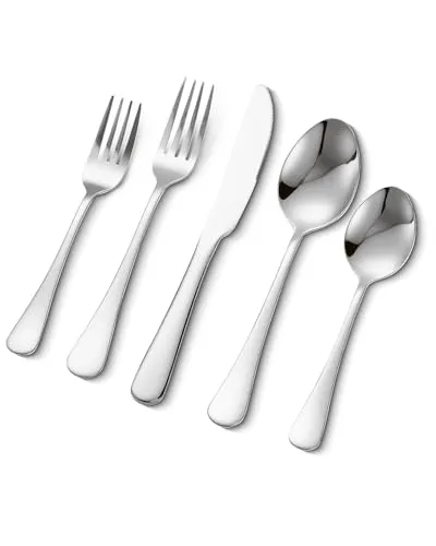 VEVOR Besteckset für 6 Personen, 30-teiliges Essbesteck-Set aus lebensmittelechtem Edelstahl, Spülmaschinenfestes Essgeschirr für die Küche, inkl. Messer Gabel Löffel