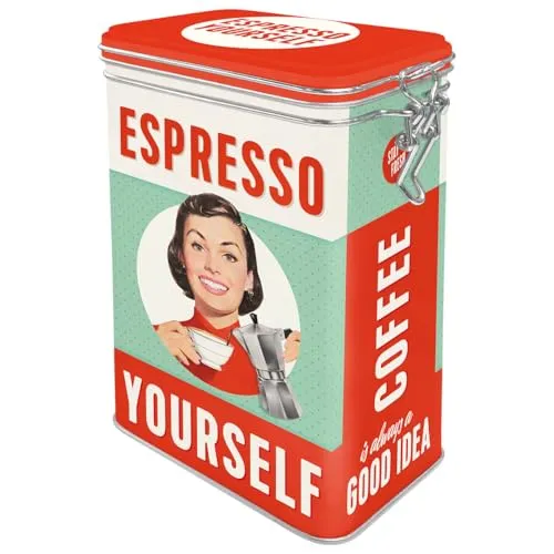 Nostalgic-Art Retro Kaffeedose, 1,3 l, Espresso Yourself – Geschenk-Idee für Nostalgie-Fans, Blech-Dose mit Aromadeckel, Vintage Design