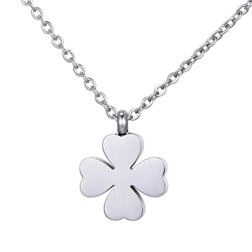 Morella Damen Halskette Kleeblatt Anhänger Glücksbringer Edelstahl Silber im Samtbeutel