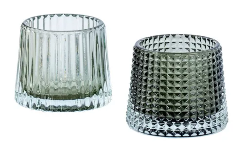 Levandeo® Teelichthalter, 2er Set Teelichthalter H7cm Glas Grün Kerzenhalter Tischdeko Kerzen