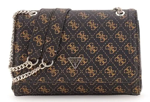 Guess Noelle Q Logo Schultertasche dunkelbraun HWQG9672210-BNL - Handtaschen aus hochwertigem Lederimitat, stilvoll und ideal für den täglichen Gebrauch mit auffälligem Logo-Design.