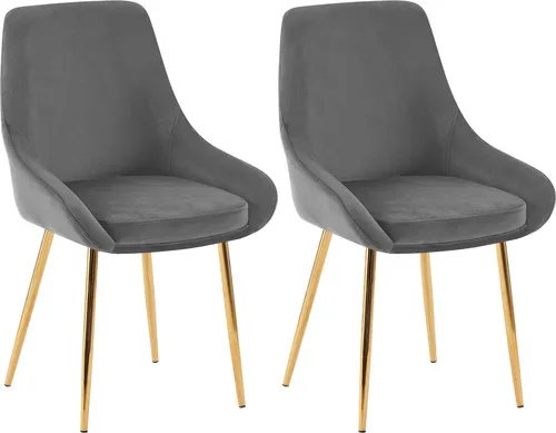 Deluke Esszimmerstuhl 2er Set, Dunkelgrau, Samt, 50x86x53 cm