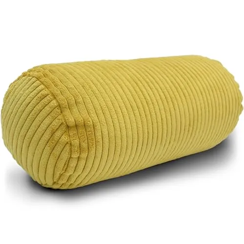 Amilian Nackenrolle mit Bezug 40x15 cm – Cord Kissen mit Füllung – Waschbar – Für Erwachsene & Kinder – Ideal für Nacken (Sonnentraum, 40 x 15 cm)