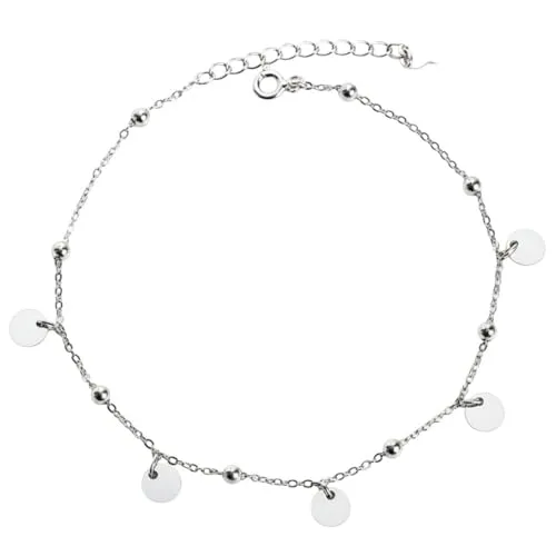 Karma NH10650725 Fußkette Coins Silber 20 cm Fusskettchen modern Fußschmuck Urlaub Strand Abendmode Accessoires Damenfußkette Damenschmuck verstellbar