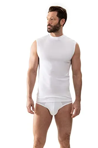 Mey Tagwäsche Serie Noblesse Herren Shirts ohne Arm Weiß M(5) - Körpernahe Passform mit Rundhalsausschnitt, gefertigt aus 100% Peru-Pima Baumwolle für ein besonders angenehmes Tragegefühl. Ideal für den Alltag und die Freizeit! Ihr perfektes Basic-Shirt!