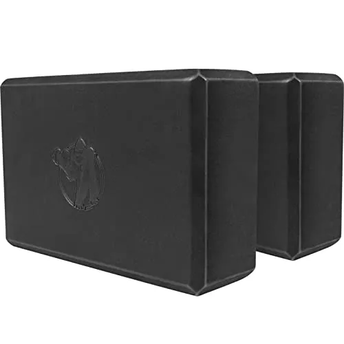 GORILLA SPORTS® Yoga Block - 2er, 23,5 x 15 x 8 cm, bis 150 kg Belastbar, Rutschfest, Eva Schaumstoff, Schwarz - Yogablock, Yogaklotz, Yogablöcke, Pilates Klotz