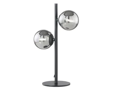 Elegante Tischleuchte aus Metall und Rauchglas – 40cm hoch - Tischlampen - Minimalistisches Design mit mundgeblasenen Kugeln und dimmbaren LED-Leuchtmitteln für eine stilvolle Atmosphäre.