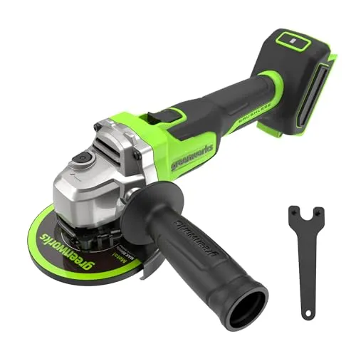 Greenworks 24V Akku-Winkelschleifer, 125 mm Scheibe, 8500 U/min, 700 W bürstenloser Motor, links- und rechtsverwendbar, ohne Akku & Ladegerät, AG370
