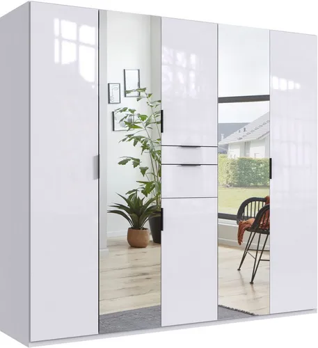Wimex Moldau Drehtürenschrank mit Spiegel - Praktischer Kleiderschrank mit Spiegel und viel Stauraum für ein organisiertes Schlafzimmer. Die robusten Türen ermöglichen einfachen Zugriff auf deine Kleidung. Hergestellt aus stabilem Holzwerkstoff für Langlebigkeit.
