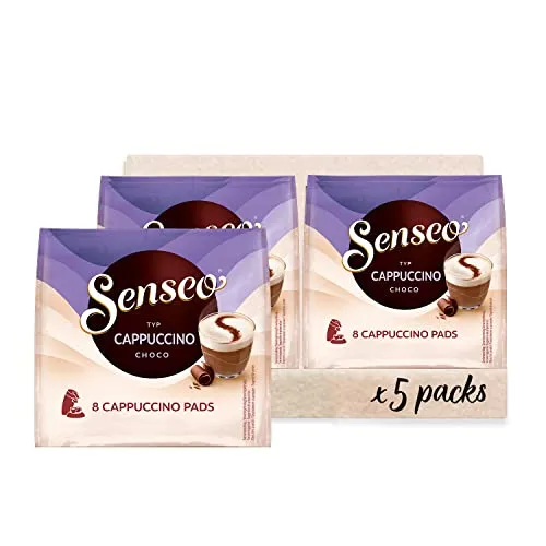 Senseo Pads Cappuccino Choco, 40 Kaffeepads für Genuss - Genießen Sie sanften Kaffee mit Schokoladennote. Ideal für Ihre SENSEO Pad-Maschine, perfekt für gemütliche Momente. 5 Packungen mit je 8 Kaffeepads für vielfältigen Genuss.