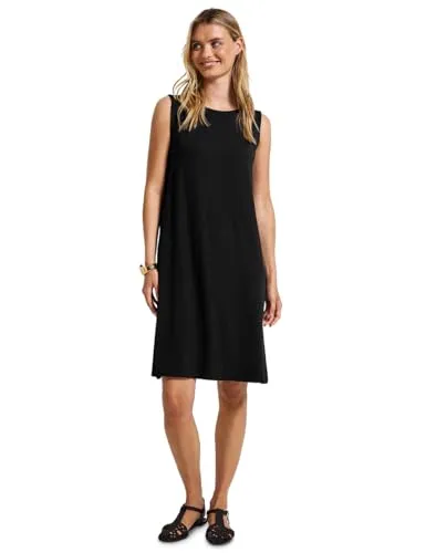 STREET ONE Damen Kleid A144583 - Unifarben in Schwarz, Größe 42 - Freizeitkleid für Damen, knielang und ärmellos mit Rundhalsausschnitt, aus bequemem Viskosemix mit Stretch für optimalen Tragekomfort.