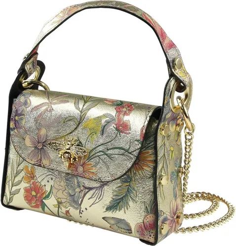 Toscanto Umhängetasche in Gold - Elegante Leder Tasche für Damen - Elegante Umhängetasche aus echtem Kalbsleder in goldfarbener Optik. Ideal für den täglichen Gebrauch mit einem kompakten Design (19x14x6.5 cm) und viel Platz für Ihre Essentials.