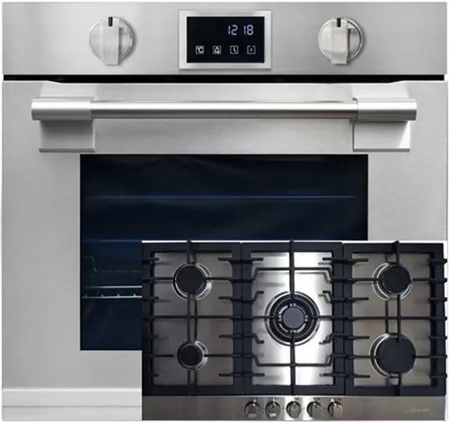 Kaiser Küchengeräte Backofen-Set Herd Set Autark Einbaubackofen XXL Einbau-Backofen 86L, mit Pyrolyse & AirFry, Touchdisplay, Drehknebel, 11 Funktionen+Einbau Gasherd, 90 cm EH 6339+KG 9356 Turbo, mit 1-fach-Teleskopauszug