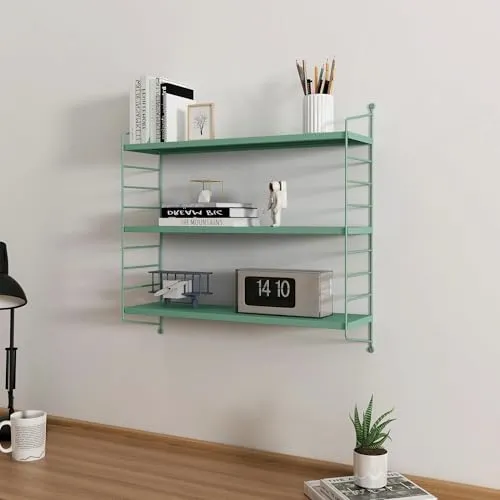 [en.casa] Modulares Wandregal Strängnäs - Pastellgrün mit 3 Ablagen - Regal für vielseitige Einsatzmöglichkeiten in Wohnzimmer, Küche oder Bad, stabile Konstruktion mit bis zu 5 kg Tragkraft pro Ablage und einfache Wandmontage.