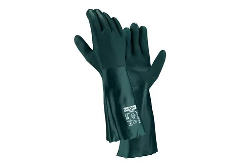 teXXor Chemikalien-Schutzhandschuhe Topline Chemikalienschutz-Handschuhe Pvc 40 cm 2142 (Packung, 60-St., VPE= 12-60 Paar, Gr 8-10) Chemiebeständig/ Stulpe