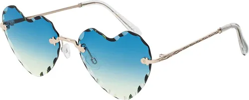 Damen Sonnenbrille Herz Form Designer 80er Modern Urlaub Sommer Strand 30564 Blau-Gelb